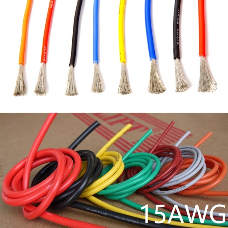 15AWG Silicone Draad 1.5mm Vierkante Geïsoleerde Flexibele Elektrische Kabel Heatproof Vertind Koper Silicagel Zachte DIY Core Test Lijn