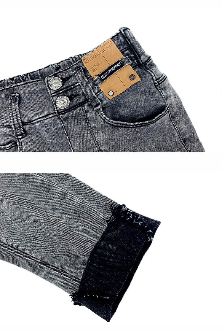 Ripped Jeans for Girls 810 years Skinny Pants Grey Blue Jeans for Teenage Girl