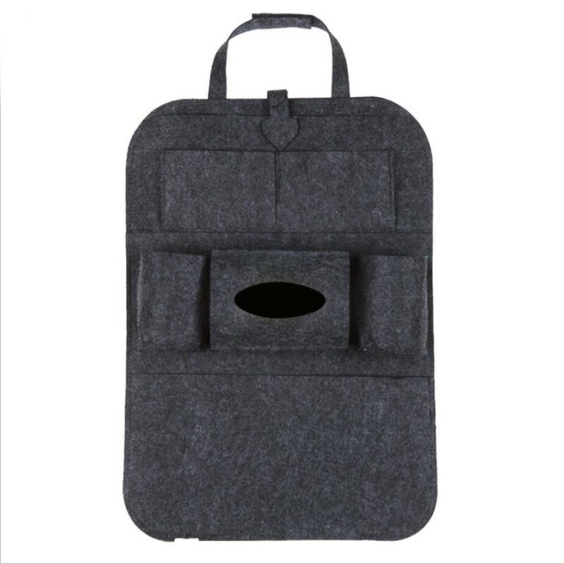 Organizador Universal para almacenaje para asiento trasero de coche, bolsa de almacenamiento de fieltro elástico para maletero, organizador con 6 bolsillos, accesorios para coche colgantes, 1 ud.: Dark gray
