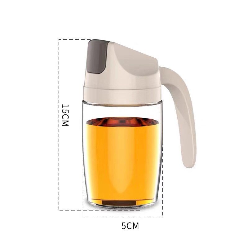 Automatic Opening and Closing Kitchen Oil Seasoning Cans with Capped Glass Condiments Leak-Proof Oil Vinegar Bottles Spice Jar: 300ml apricot