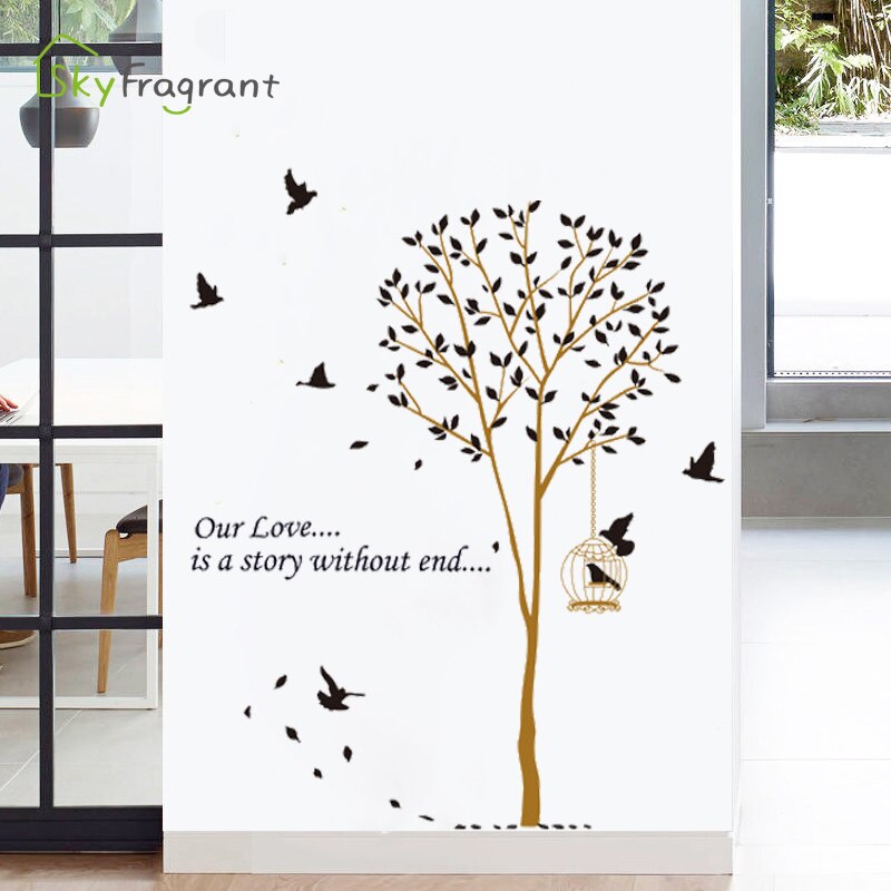 Vogelkooi Thuis Behang Verwijderbare Muurstickers Woonkamer Slaapkamer Sofa Achtergrond Decoratieve Stickers Kamer Decoratie