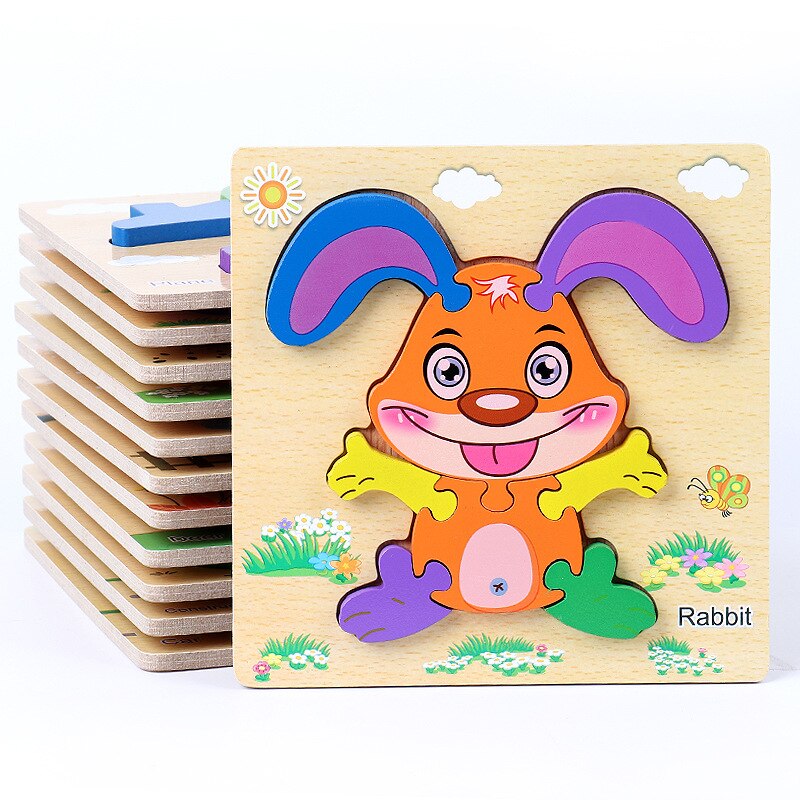 Intelligentie Kinderen Speelgoed Houten 3D Puzzel Tangram Voor Kinderen Baby Cartoon Dier/Verkeer Puzzels Educatief Speelgoed