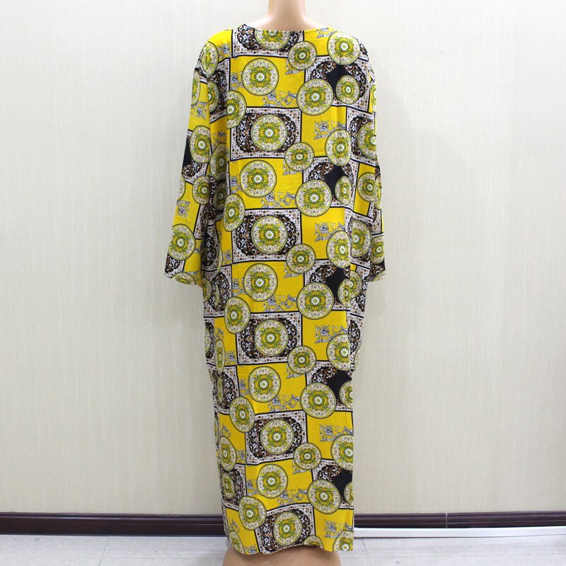 Afrikaanse O-hals Lange Mouw Lange Jurk Vrouwen Lente Jurken Casaul Elegante Vrouwen Jurk