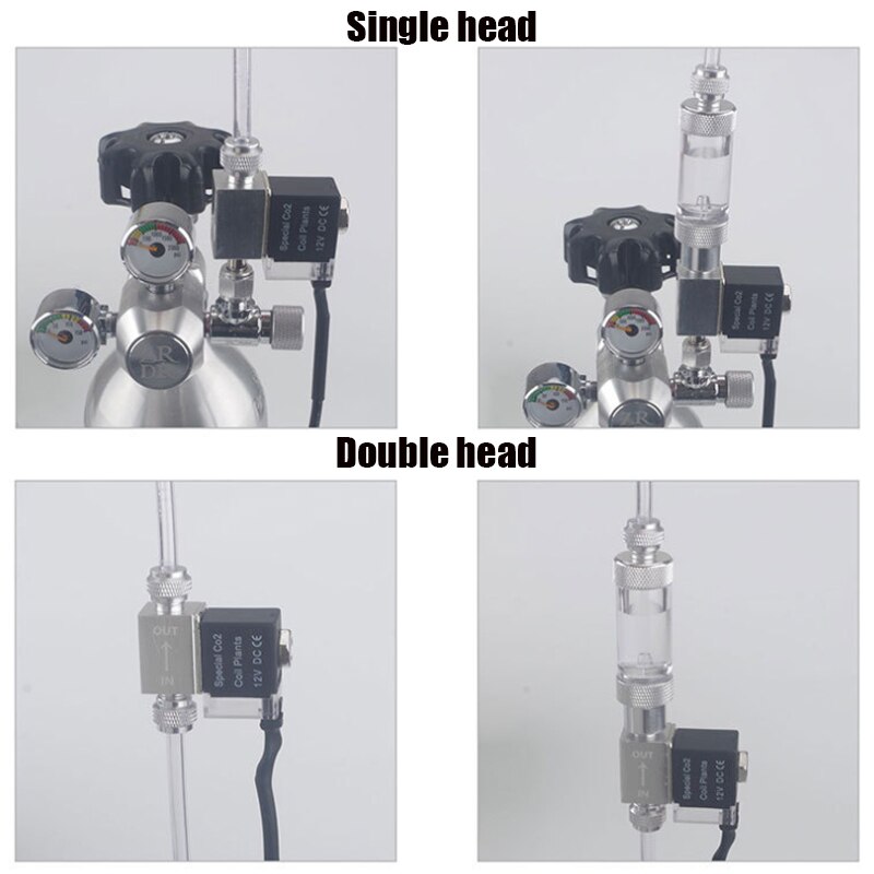 aquarium CO2 solenoid valve AC100-240V input voltage single head double head solenoid valve Universal EditionDC12V