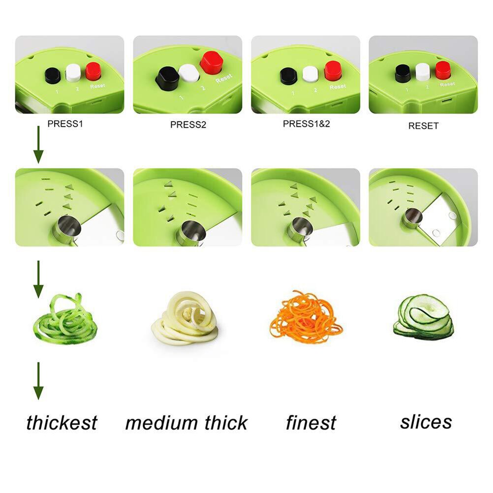 5 In1 Handheld Spiralizer Groentesnijder Verstelbare Spiraal Cutter Met Container Courgette Noodle Spaghetti Maker Spiral Slicer