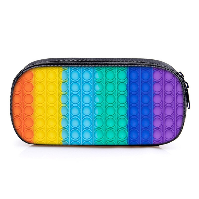 Push pop it fidget Pencil Bag Canvas Contrast Colorful Pencil Case Stationery Storage Bag Organizer for Students: plum
