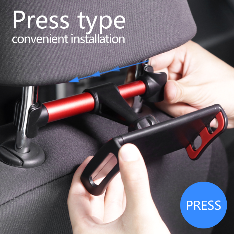 Car Headrest Tablet Holder - 4-11 inch Extendable & 360° Rotatable Mount - Metal Stand for Phones & iPads