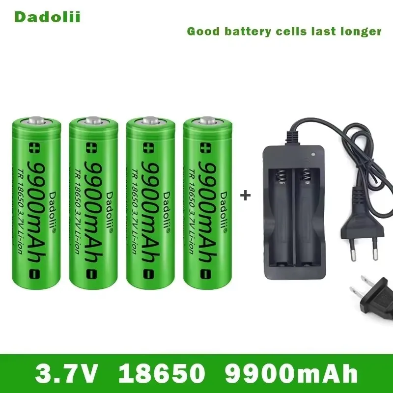 18650 rechargeable battery 3.7V 9800mAh capacity lithium-ion rechargeable flashlight battery+charger