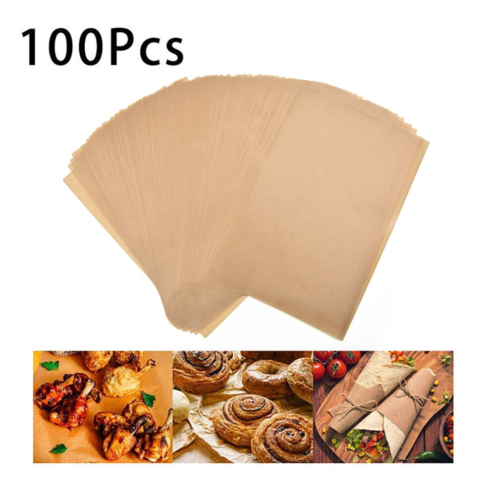 100PCS Baking Paper Sheets Precut Unbleached Non-Stick Bread Pastries Cakes