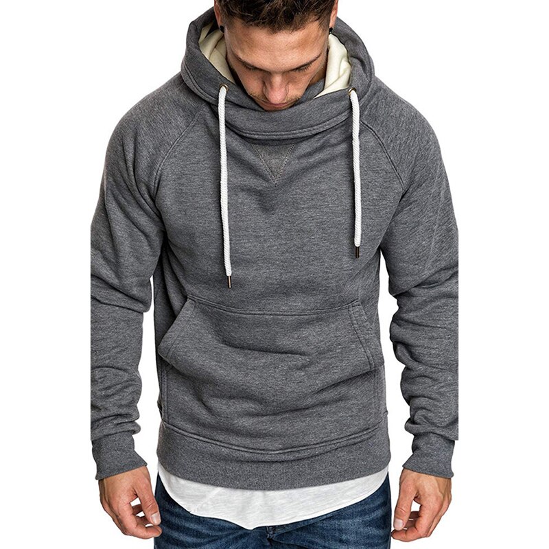 de los hombres con capucha Stand Collar Pullover sudadera de la ropa de los hombres bordado costura de manga larga sudadera de primavera y Autu: XL / B
