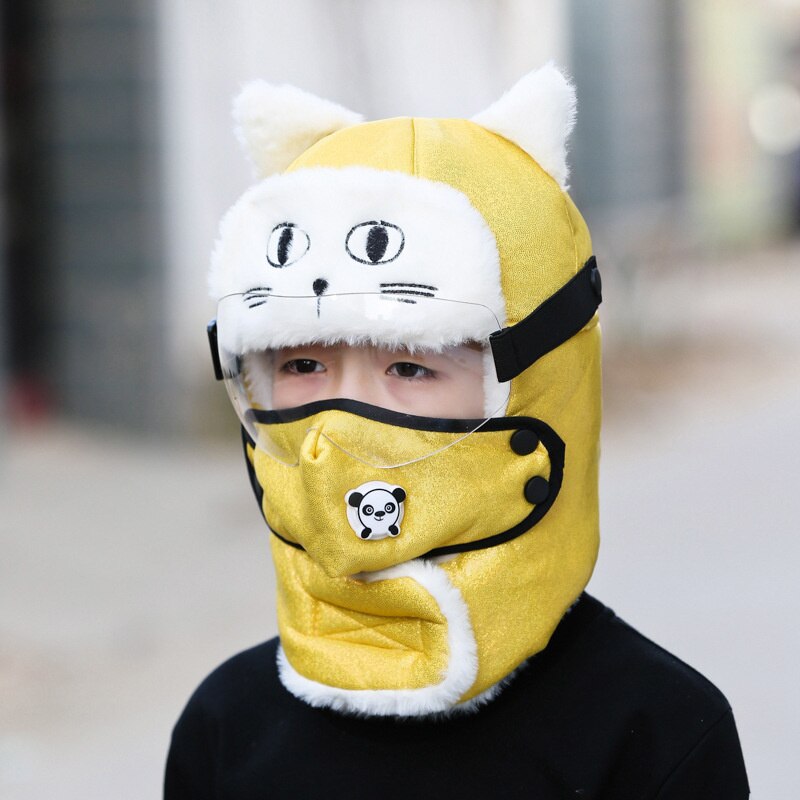 Earflap Pilot Hats and Goggles Trapper Bomber Hat Facemask Cap Bomber Hat with Full Face Ear Flap Children: C11