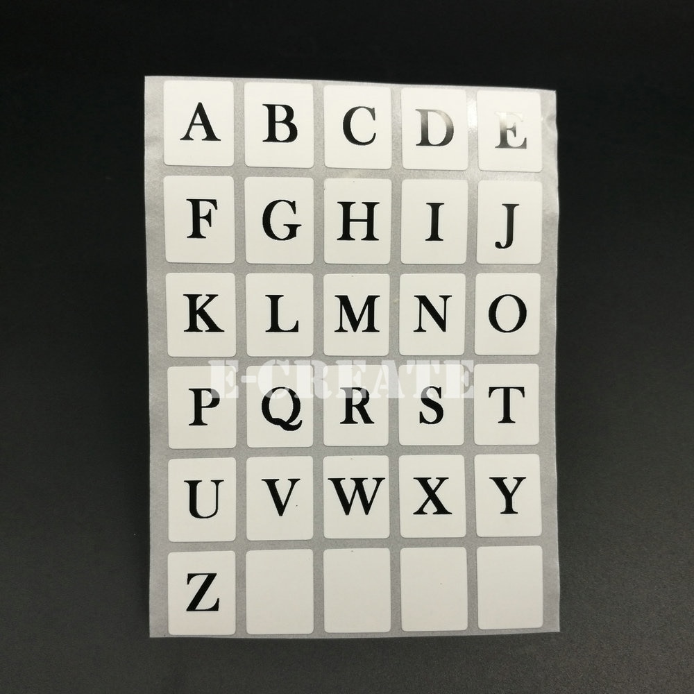 130 Alphabet Label Stickers A To Z Waterproof Black Letters White 0.62" x 0.51"