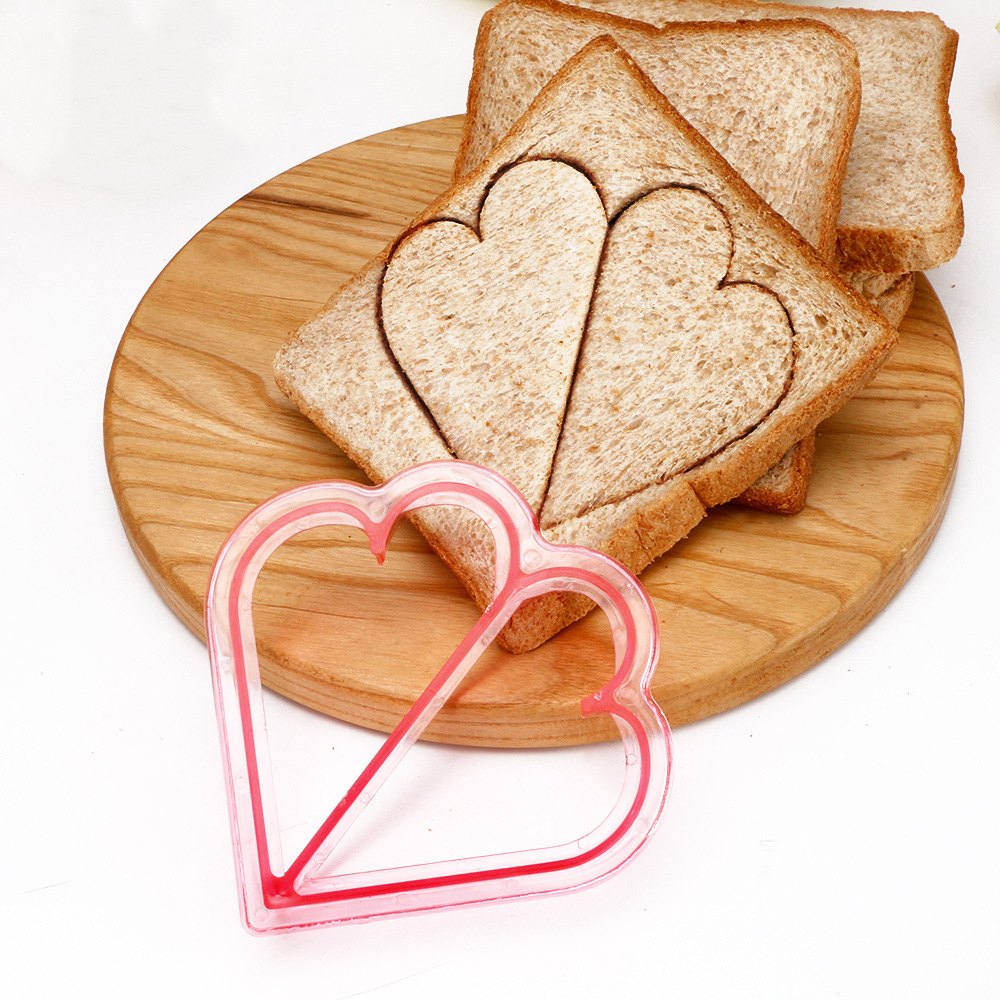 Molde cortador de sándwich con forma de corazón y estrella, cuchillo para pan, molde para galletas, sellador de sándwich, herramientas de pastelería para hornear, máquina para hacer almuerzo para niños: naranja