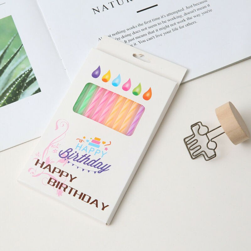 Bougies gâteau de mariage, 10 pièces/paquet, fournitures de fête d'anniversaire, flammes en sécurité, décoration de Dessert, bougie arc-en-ciel flamme colorée