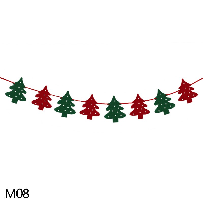 3m god jul prydnader banderoller julgran strumpor filt krans bunting för hem år julfest hängande dekor flaggor: M08