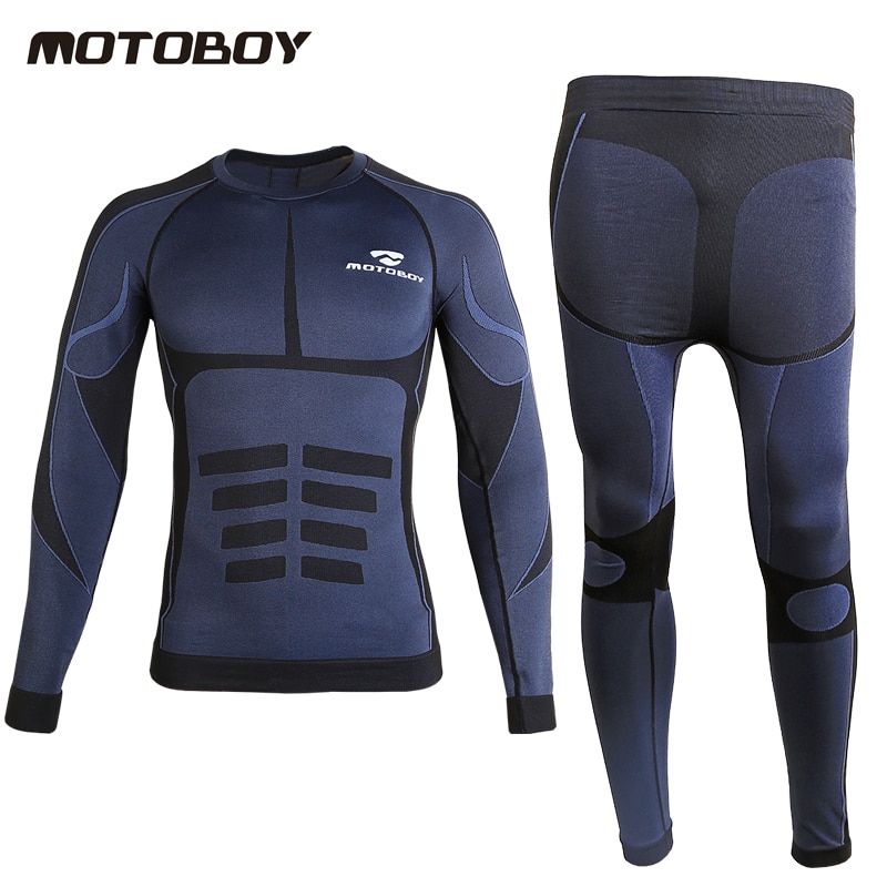 Motoboy mænd vinter undertøj motorcykel skiløb varmt undertøj bundlag stramme lange top & buksesæt – Grandado