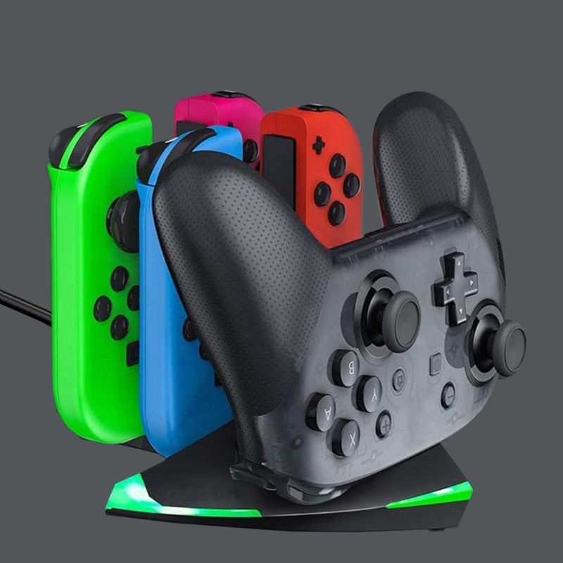 5 in 1 Charger Stand for Switch Pro Controller 4 Switch LED Incdicators