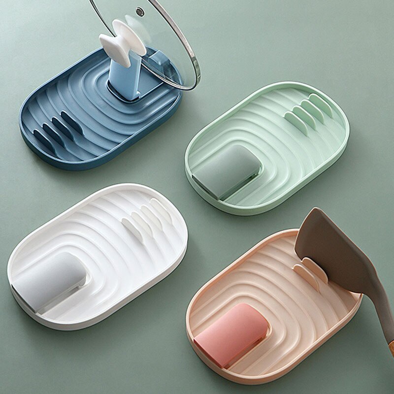 Pot Lid Rack Kitchen Organizer Plastic Spoon Holder Pot Lid Shelf Cooking Dish Rack Pan Cover Stand Kitchen Accessories