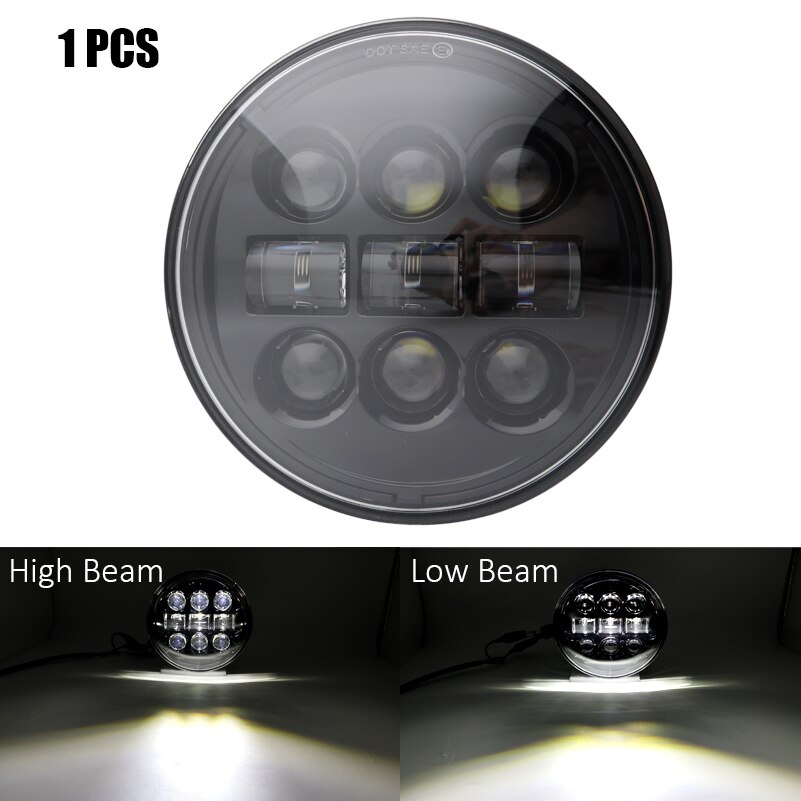 headlight for 883 Harley Dyna Sportster XL883 XL1200 5.75 inch motorcycle round led headlight assembly High power with lens: 45W TypeC Black