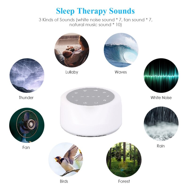 Machine à bruit blanc, lumière d&#39;humeur, sons naturels, musique pour dormir, son naturel, minuteur pour chambre de bébé