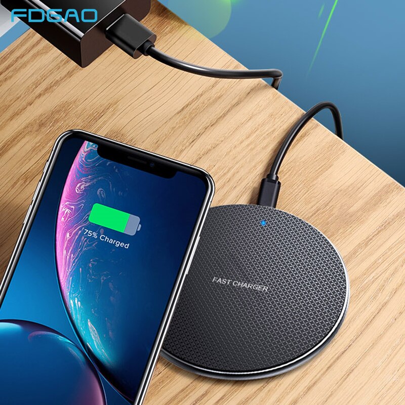 Cargador inalámbrico Qi FDGAO 10W para iPhone 11 8 X XR XS almohadilla de carga rápida máxima para Samsung S10 S9 S8 Note 10 9 Quick Charge QC 3,0