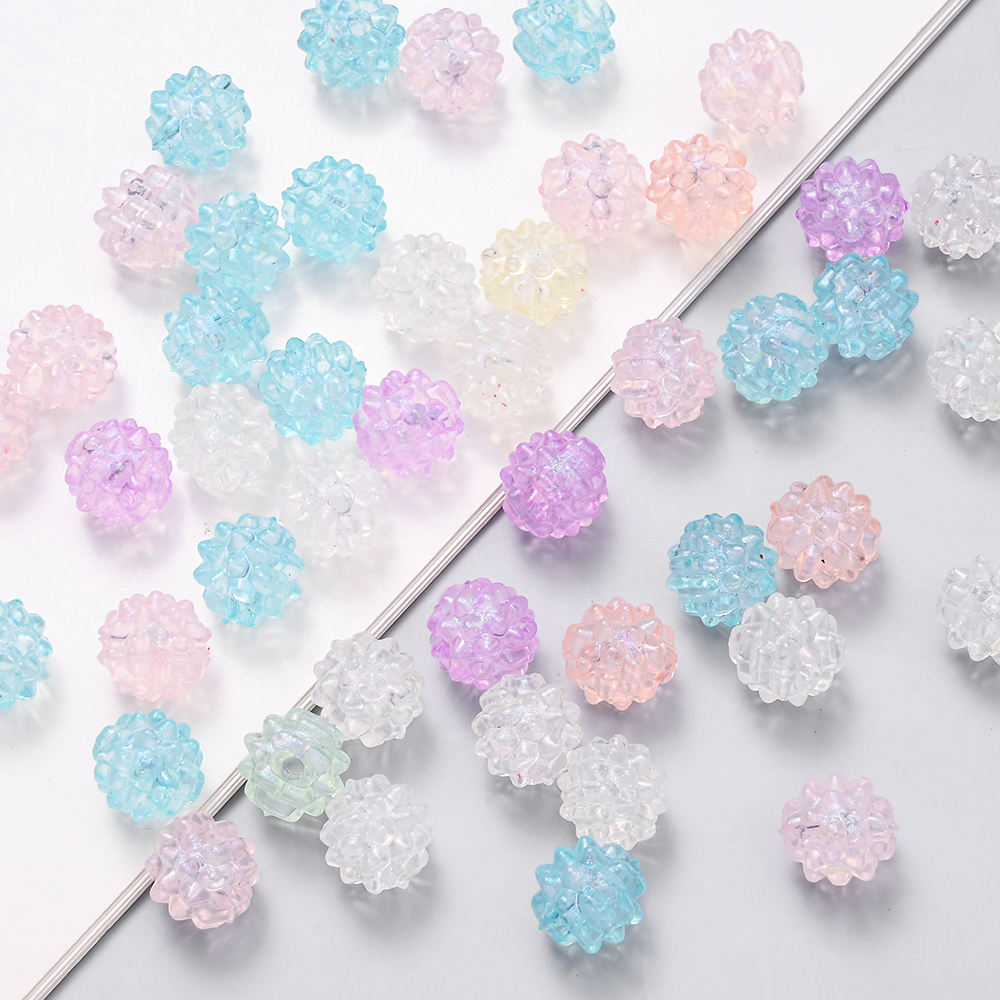 100Pcs 11mm Luminous Acrylic Rotund Spacer Beads Colorful Hedgehog Ball Beads For Jewelry Making DIY Necklace Earrings Bracelet