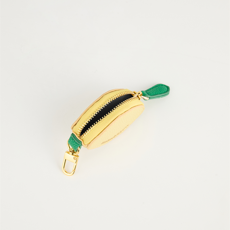 Yellow lemon Fruit Charm coin purse cute key chain mini pouch Wallet for girl women spring summer