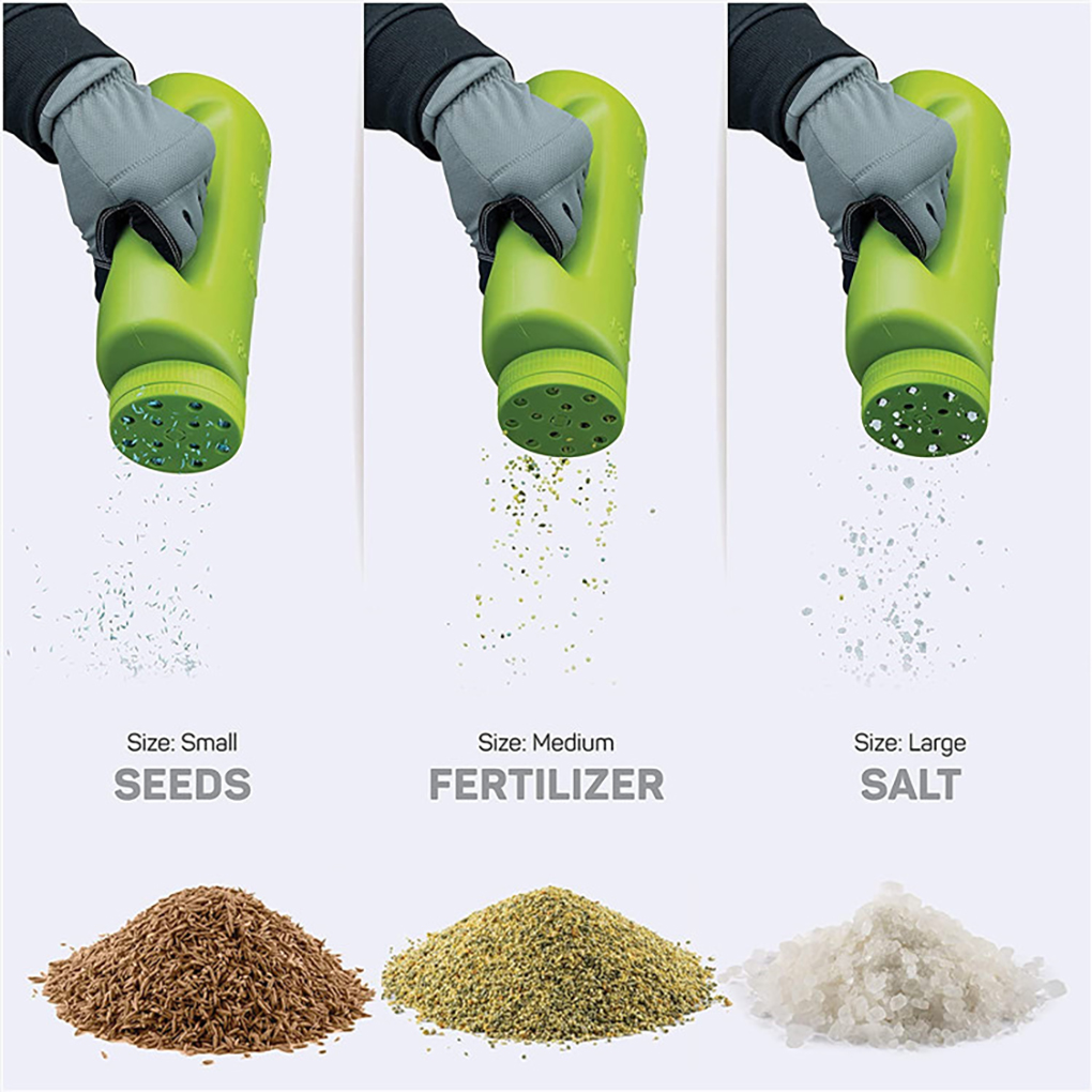 Handheld Spreader Plastic Adjustable Salt Bottle Sprayer for Seed Snow Ice Melt Earth Food with Spoon