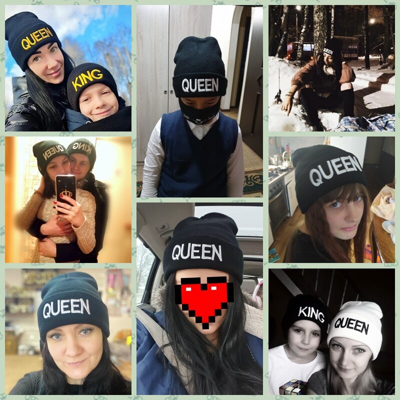 Bonnet tricoté pour Couple, chapeau unisexe, avec lettres KING et QUEEN brodées, Hip-hop, pour femmes et hommes, hiver