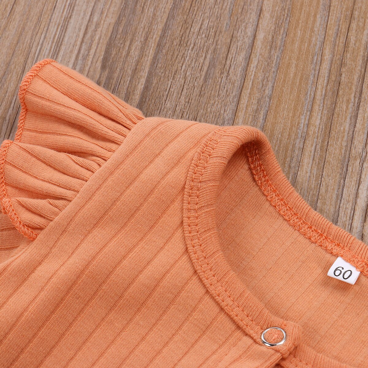 Ropa de bebé de 0 a 6M, primavera y otoño, mono de botón sólido con volantes, conjuntos de ropa de 2 uds.
