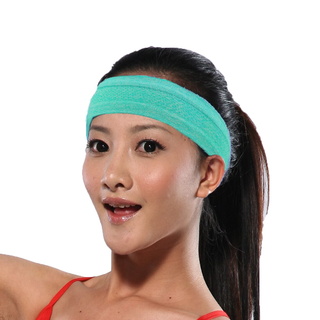 Sports headband running fitness sweatband elastic hair head absorbent sweat cycling jogging tennis yoga gym head bandage: 1 pc grass green
