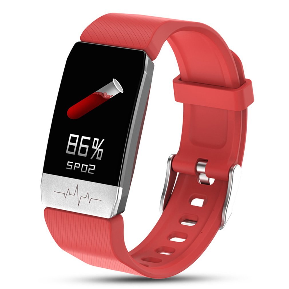 T1 Temperatuur Meting Smart Watch Ecg Bloed Zuurstof Monitoring Multi-Sport Real-Time Temperatuur IP67 Waterdicht: red