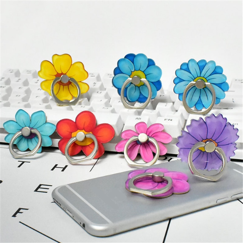 Supporto per telefono cellulare con supporto per anello per dito con fiore colorato camelia a 360 gradi per Iphone Xiaomi Huawei tutti gli SmartPhone