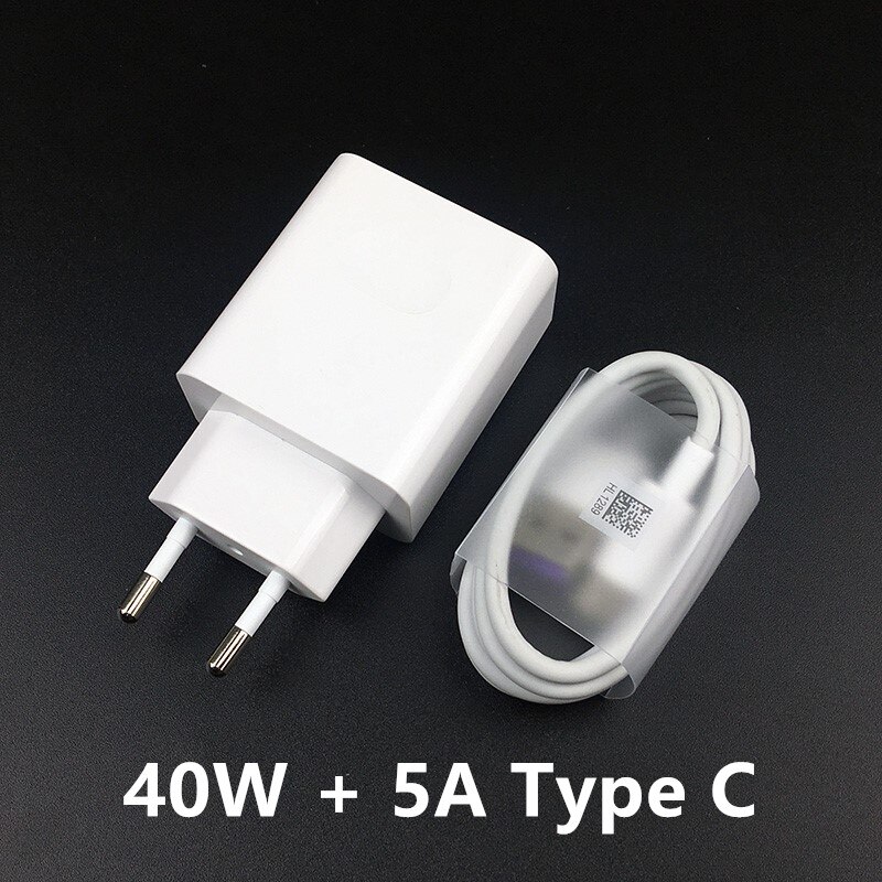 Huawei p40 pro carregador original 40 w adaptador de carga super cabo usb huawei nova 5t 6 7i p20 p30 pro p40 lite mate 20x x xs 30 pro: EU charger set
