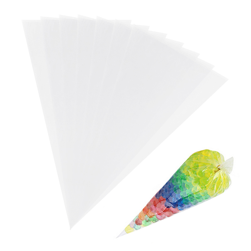 100pcs Transparent candy packing Bags Wedding Birthday Party Decoration Sweet Cellophane Candy Bag Cone Storage Packaging Bag