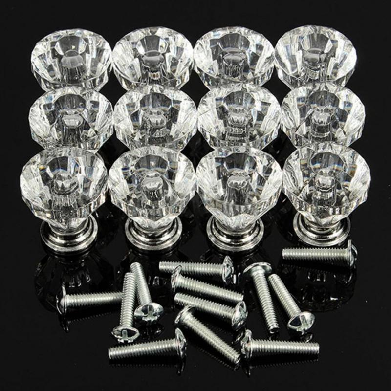 Praktische 12 teile/los Kristall Glas Tür Knöpfe Schublade Schrank Möbel Küche Griff Knopf #1207: Ursprünglich Titel