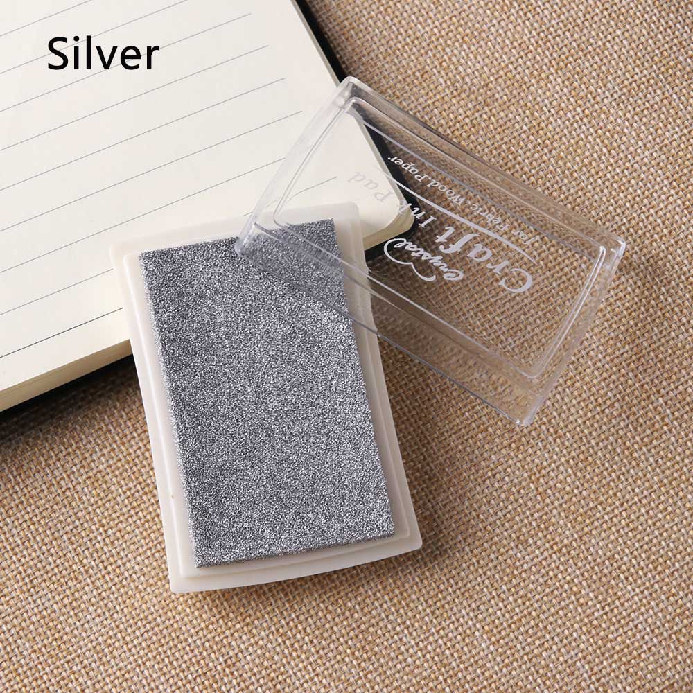 Wedding Children Toy Oil Based DIY Craft Ink Pad Rubber Stamps for Fabric Wood Paper DIY School Office Badge Supplies: Silver