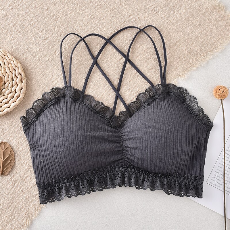 3/4 Cup Seamless Sexy Bras For Women Push Up Bra Wire Free Lingerie Bralette Cotton Underwear Brassiere Lace B0166: Gray