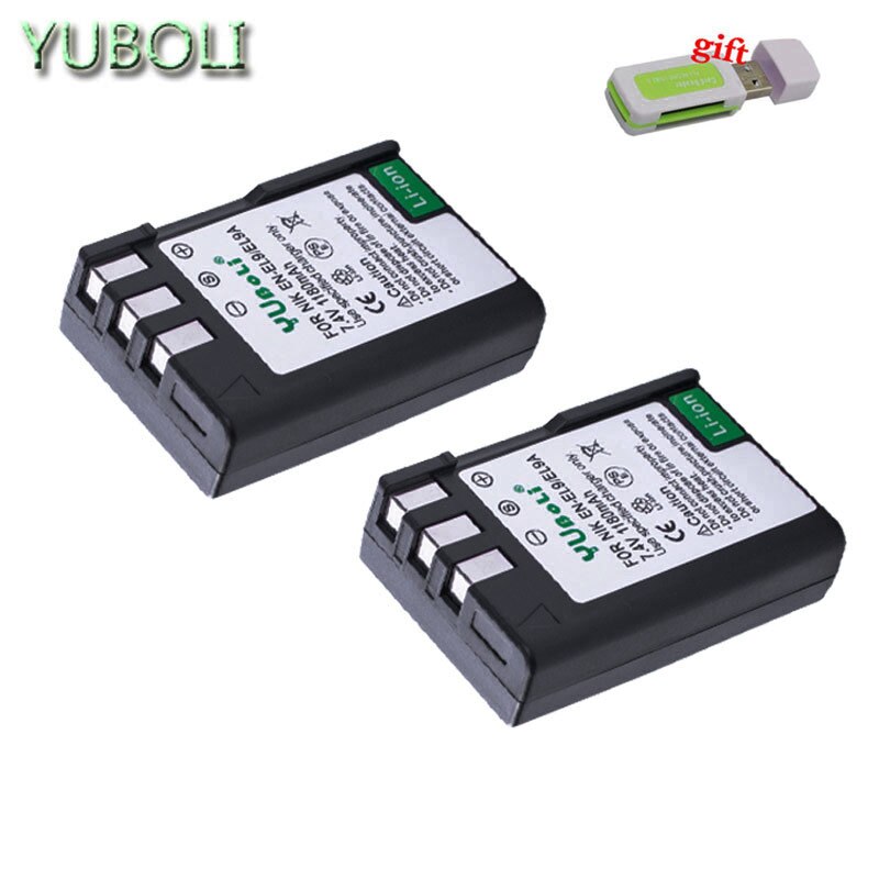 Bateria en -el9a en -el9 en el9 el9a enel 9a enel 9 batteri til nikon  d40 d40x d60 d3000 d5000 l15 kamera: 2 batterier