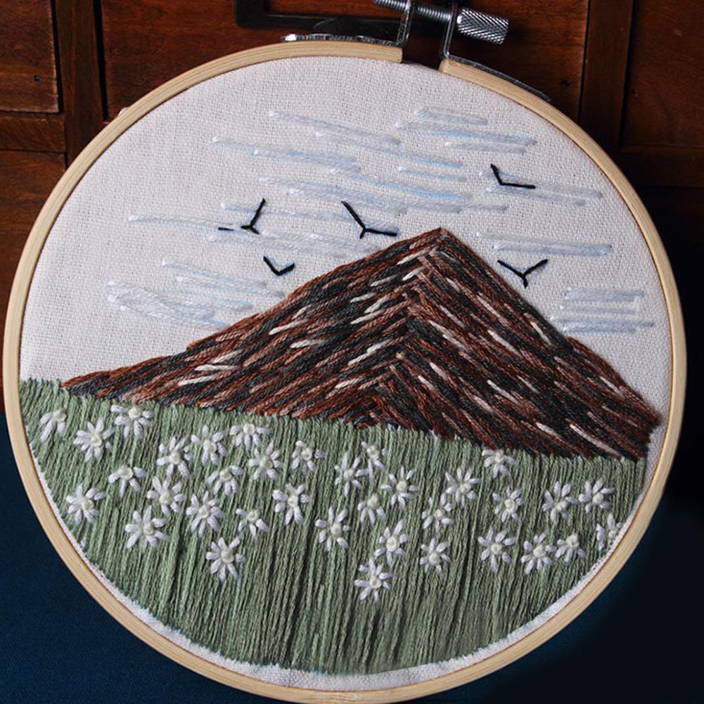 DIY Embroidery Kit with Pattern Embroidery Cloth Color Threads Tools Kit No Embroidery Hoop: 5