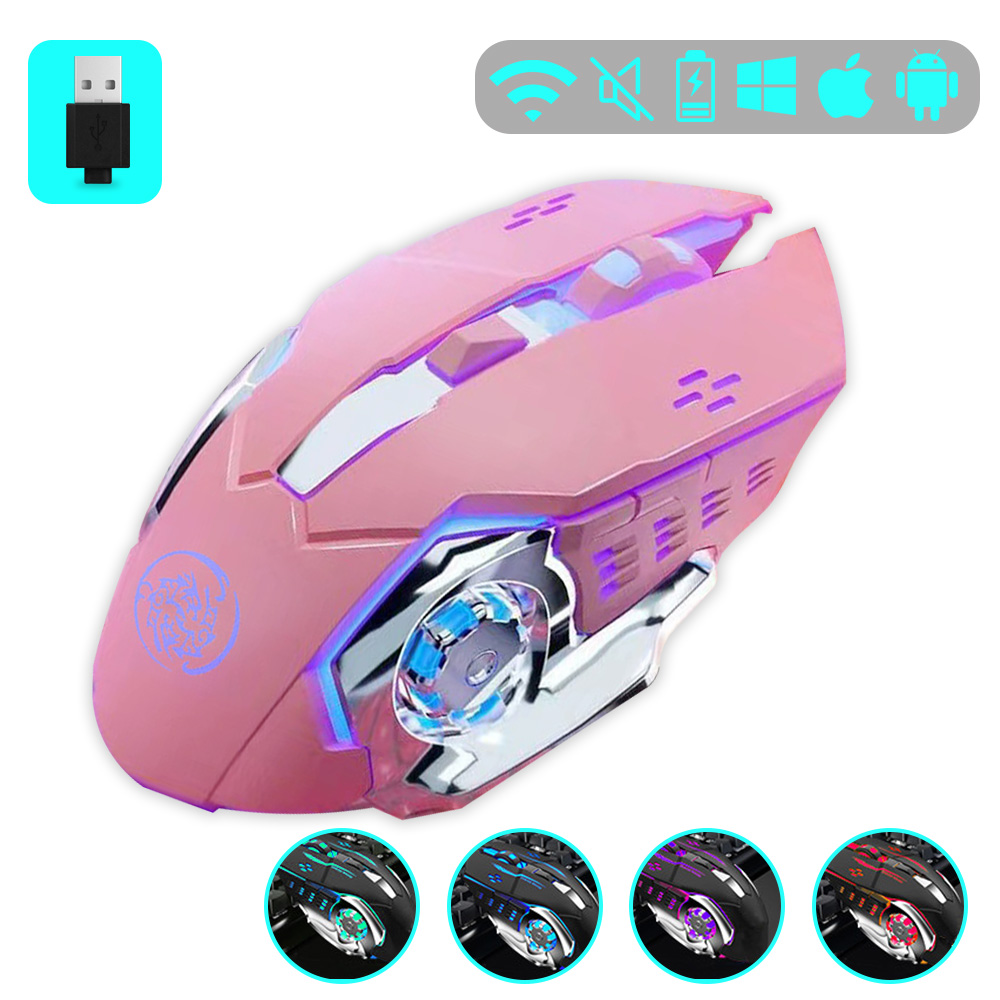 Gaming Mouse 2.4G Bluetooth Wireless Rechargeable Mouse For Laptop RGB Backlight E-Sports Mechanical Mouse For PC Computer Gamer: Silver