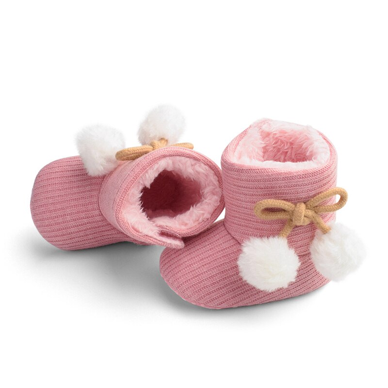 Baby Weichen Sohlen hoch oben Bootie Nicht-Unterhose Weiche Baumwolle Baby Kleinkind lässig Schuhe Herbst Winter Warme Plüsch Ball solide Stiefel