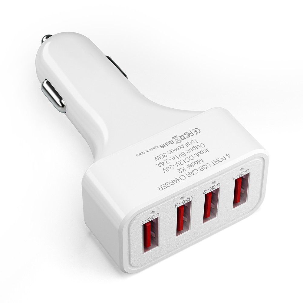 Multi-usb snellader met 4 poorten, autolader, usb-adapter voor mobiele telefoons, slimme universele oplader, draagbare oplader voor iphone en android