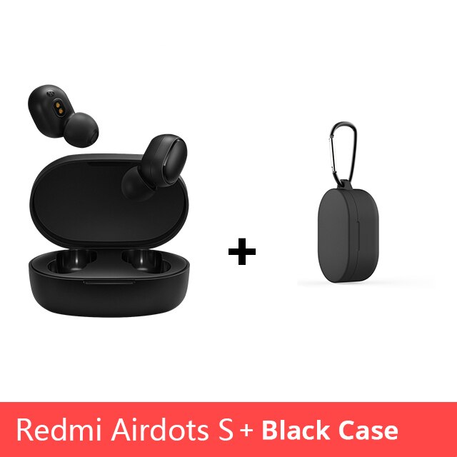 Original Xiaomi Redmi Airdots S TWS Noise reduction Bluetooth Earphone Stereo bass 5.0 With Mic Handsfree Earbuds AI Control: Add black case