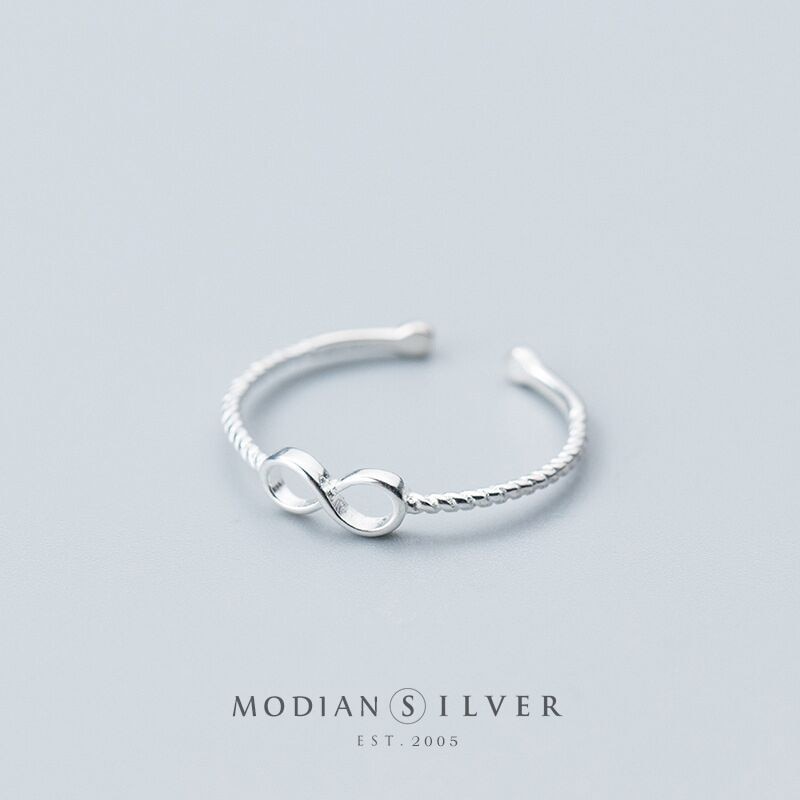 Modian Mobius 925 Sterling Silver Infinite Love Slim Ring for Women Twist Free Size Ring Fine Jewelry Memorial
