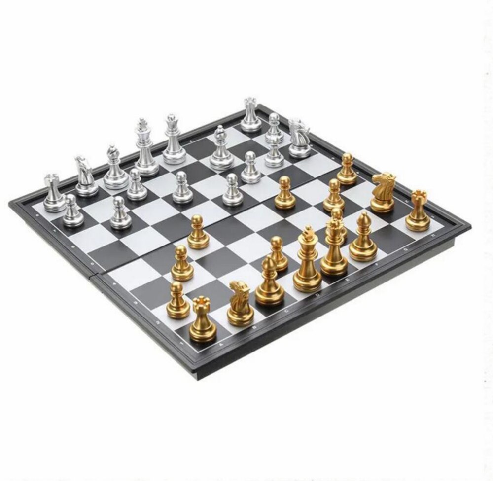 Schaakspel Middeleeuwse Schaakspel Schaakbord 32 Goud Zilver Schaakstukken Magnetische Board Figuur Sets Szachy Checker Met Doos