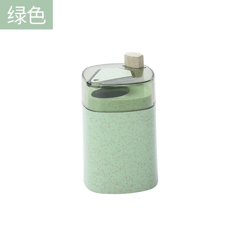Automatic Toothpick Holders Container Wheat Straw Household Table Toothpick Storage Box Toothpick Dispenser Table Decoration: GreenSquare