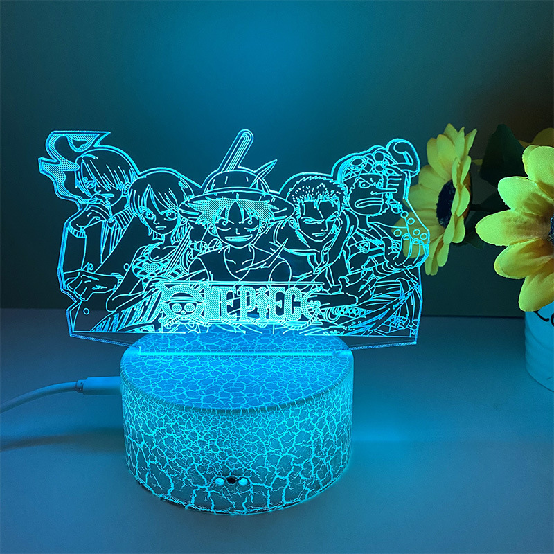 Lampe LED 3D One Piece pour de Noël, Luffy, Nami, Sanji, Zoro, Chopper, veilleuses, 7 documents, proxy, Lam138: WHITE / Bleu