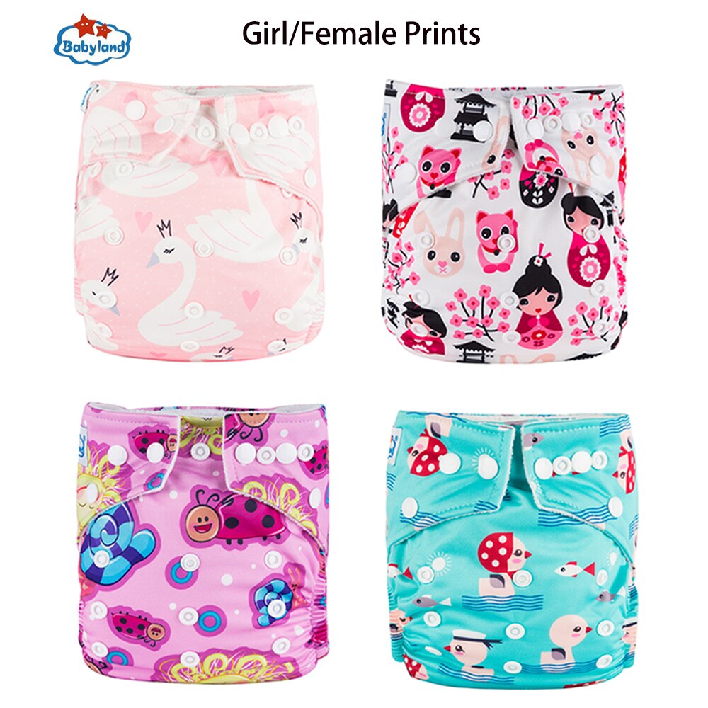 Babyland 4 Stks/pak Wasbare Luier Broek Pocket Luier Herbruikbare Luiers 3-15Kg Baby Ondergoed Dag &amp; Nacht Luier