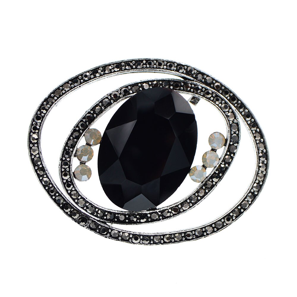 Cindy xiang vintage ovil broches para as mulheres de cristal bonito brilhante casaco pino moda jóias novo design alta qualidade: black